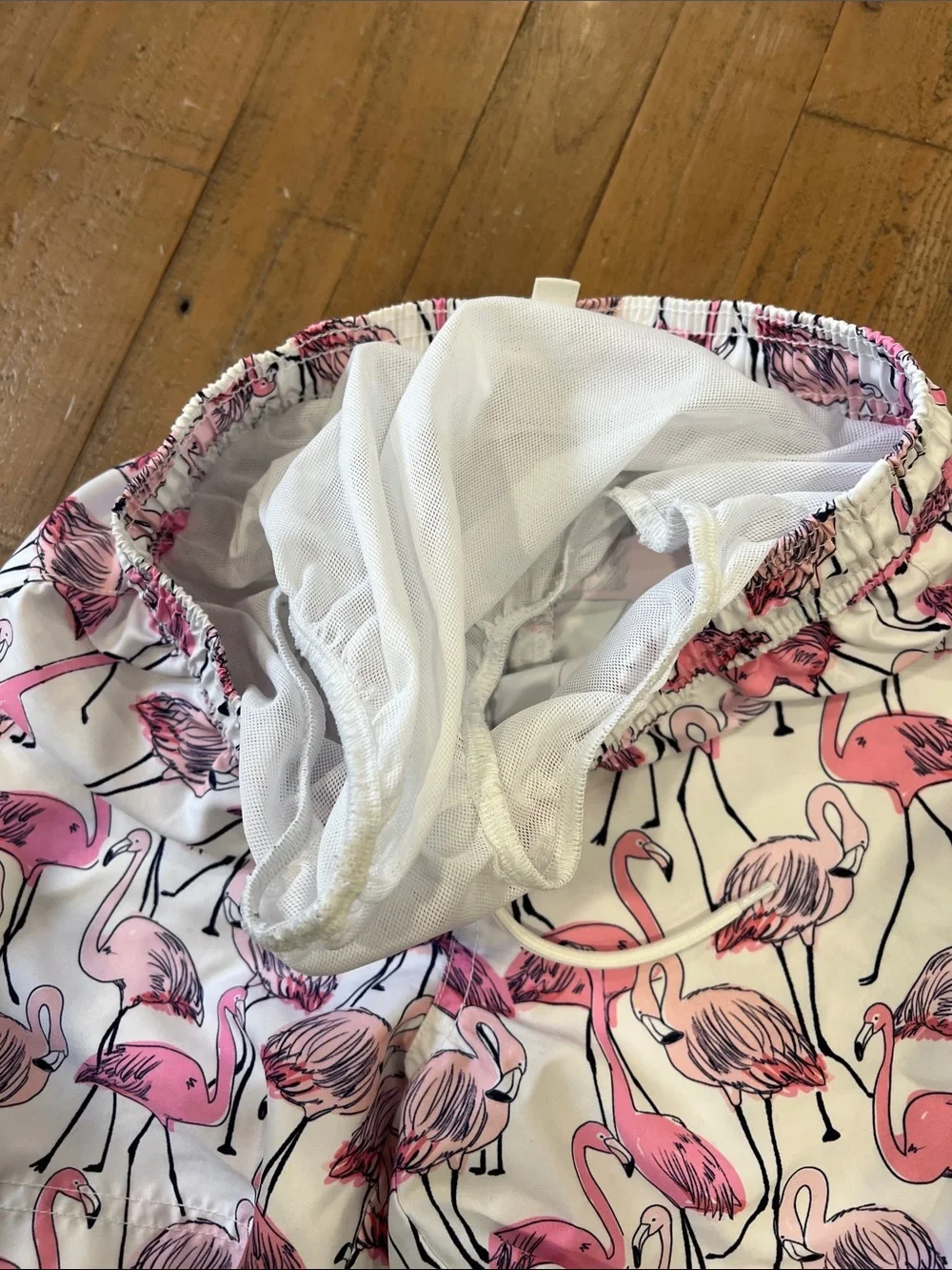 Janie and jack flamingo print swim trunks kids 7 white pink preppy